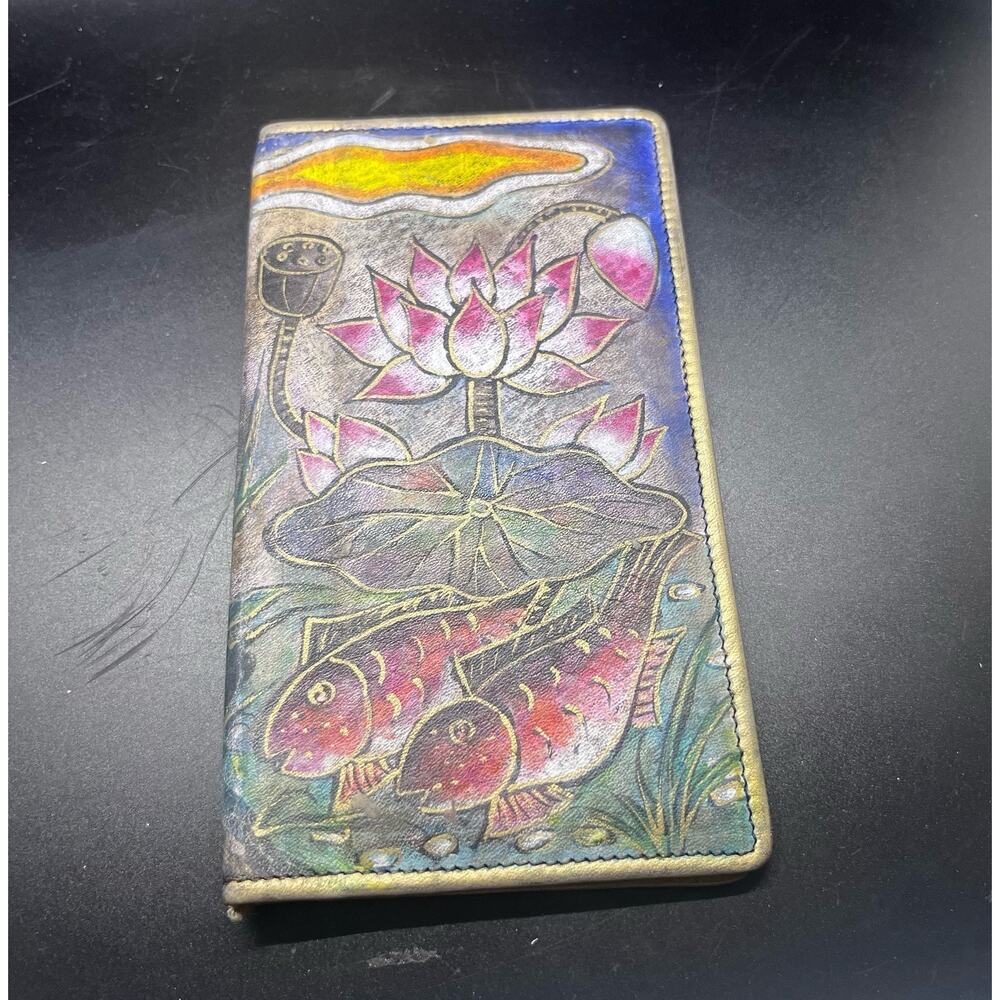 VTG Jane Landry 80’s Hand Painted & Signed Wallet Checkbook Folio